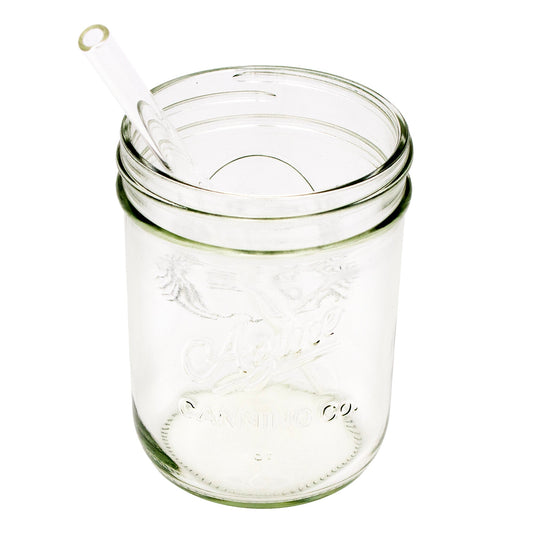 Medium 7 1/4" Glass Straws for Pint Mason Jars 4 Pack + Cleaner