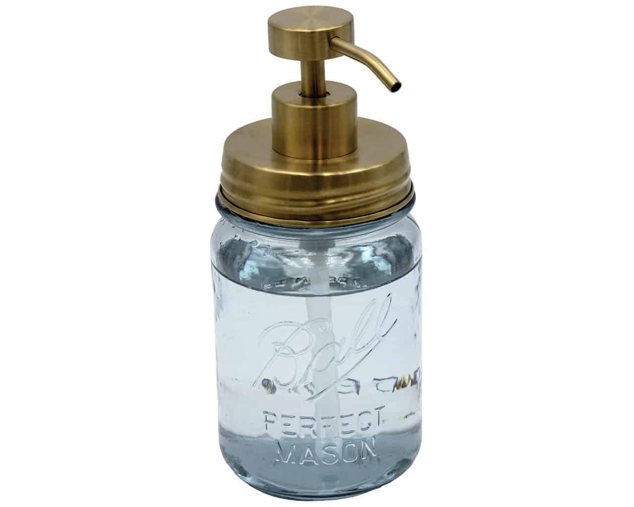 Matte Gold Soap Pump Lid Kit for Regular Mouth Mason Jars